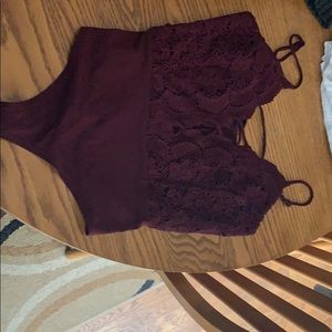 Maroon lace bodysuit